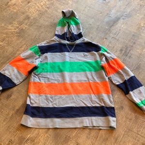 Old Navy Boys Stripped Hoodie Pull Over Tee Shirt